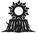 One Man One Stump logo: a grinning cutting wheel on a tree stump