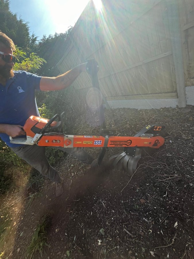 The Terminator stump grinder, powered by a Stihl MS661 chainsaw